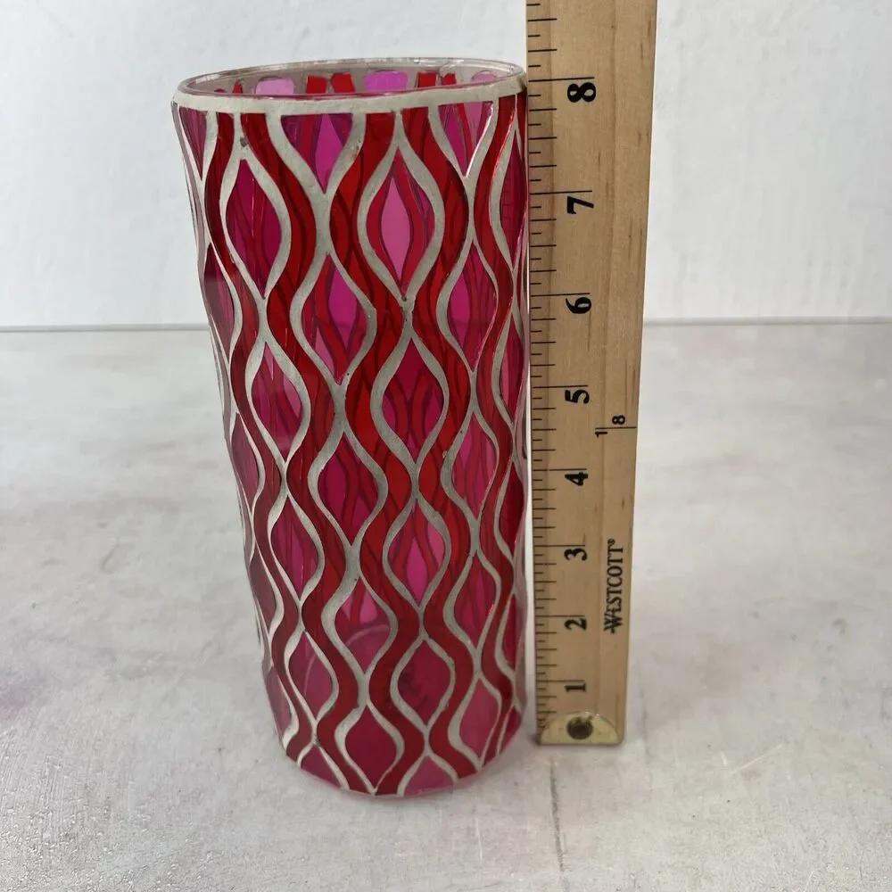 Vintage 1960s Mod Pink Swirl Psychedelic Glass Vase Hippie Boho 8.25